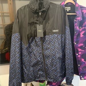 Versace Black and Blue Patterned Windbreaker